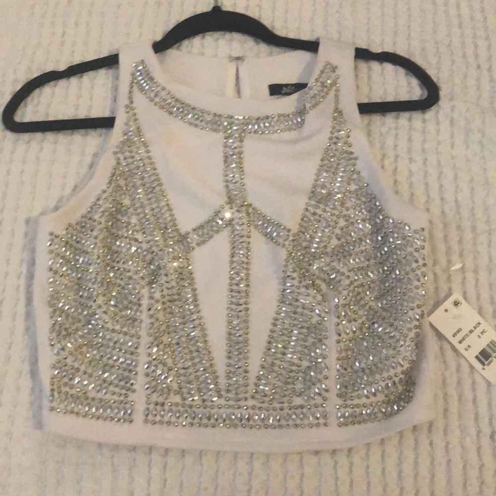 Rhine studded white crop top